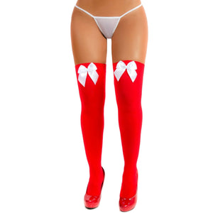 MEDIAS LIGUERO CLASICAS ROJA MOÑO BLANCO