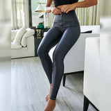 LEGGINS EFECTO CUERO CIERRE GRIS