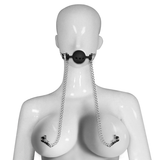 BREATHABLE BALL GAG WITH NIPPLE CLAMP