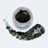GLITTER CORAZONES NEGRO